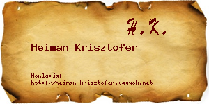 Heiman Krisztofer névjegykártya